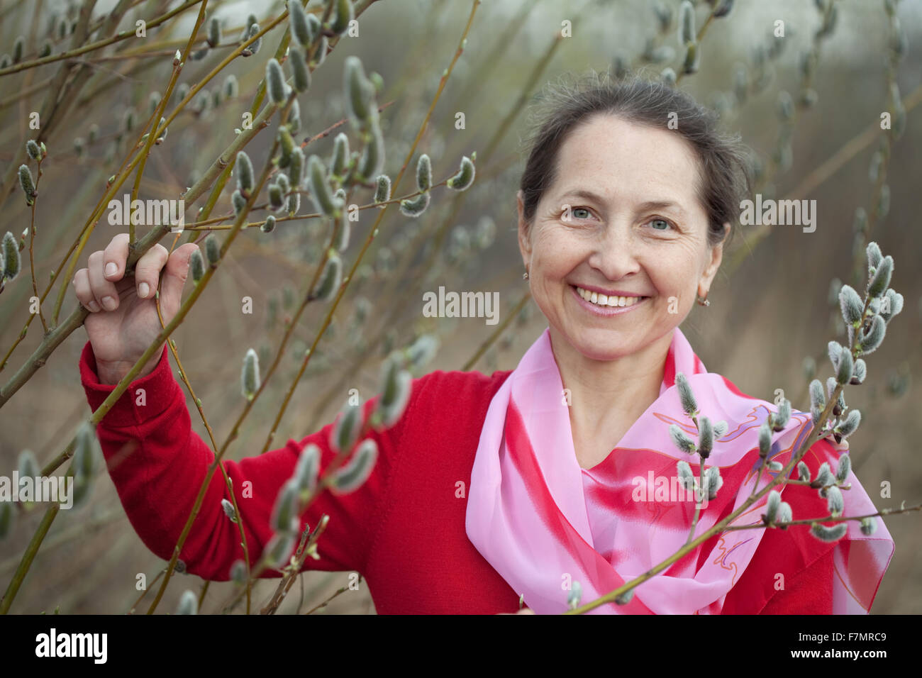 Portrait Of Mature Woman In Spring Pussywillow Plant Stock Photo Alamy portrait-of-mature-woman-in-spring-pussywillow-plant-stock-photo-alamy