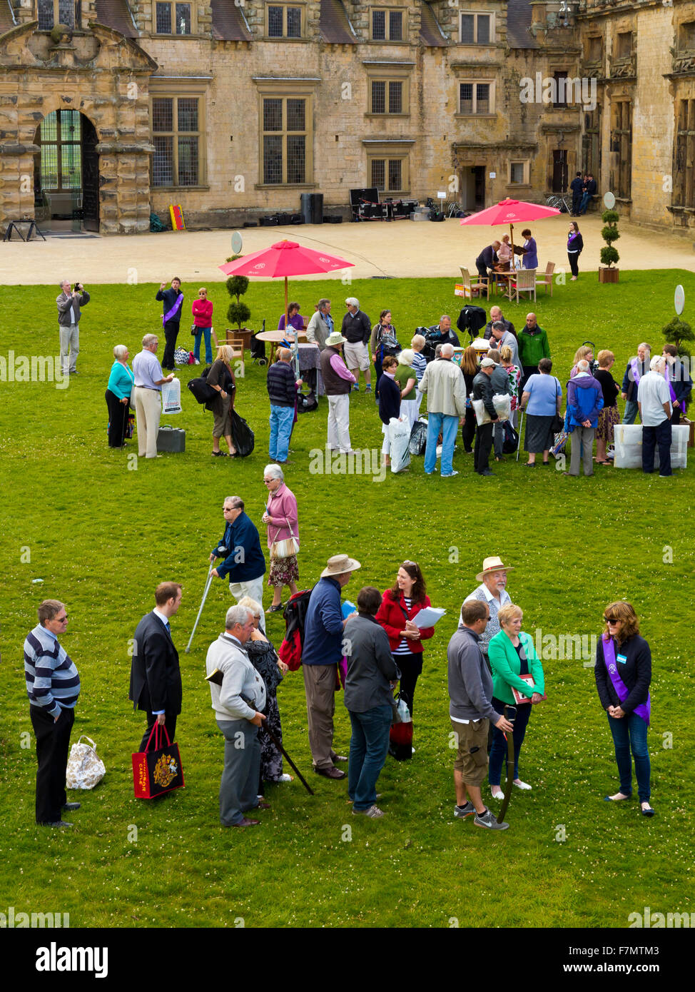 Filming of BBC Antiques Roadshow tv programme at Bolsover Castle Derbyshire UK Stock Photo