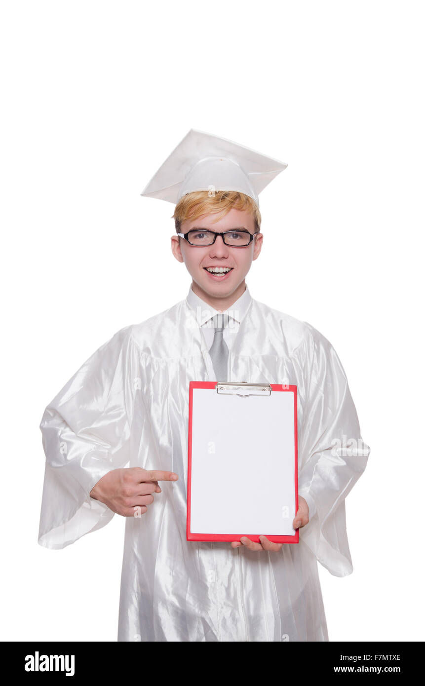 Student with notebook isolated on white Stock Photo - Alamy