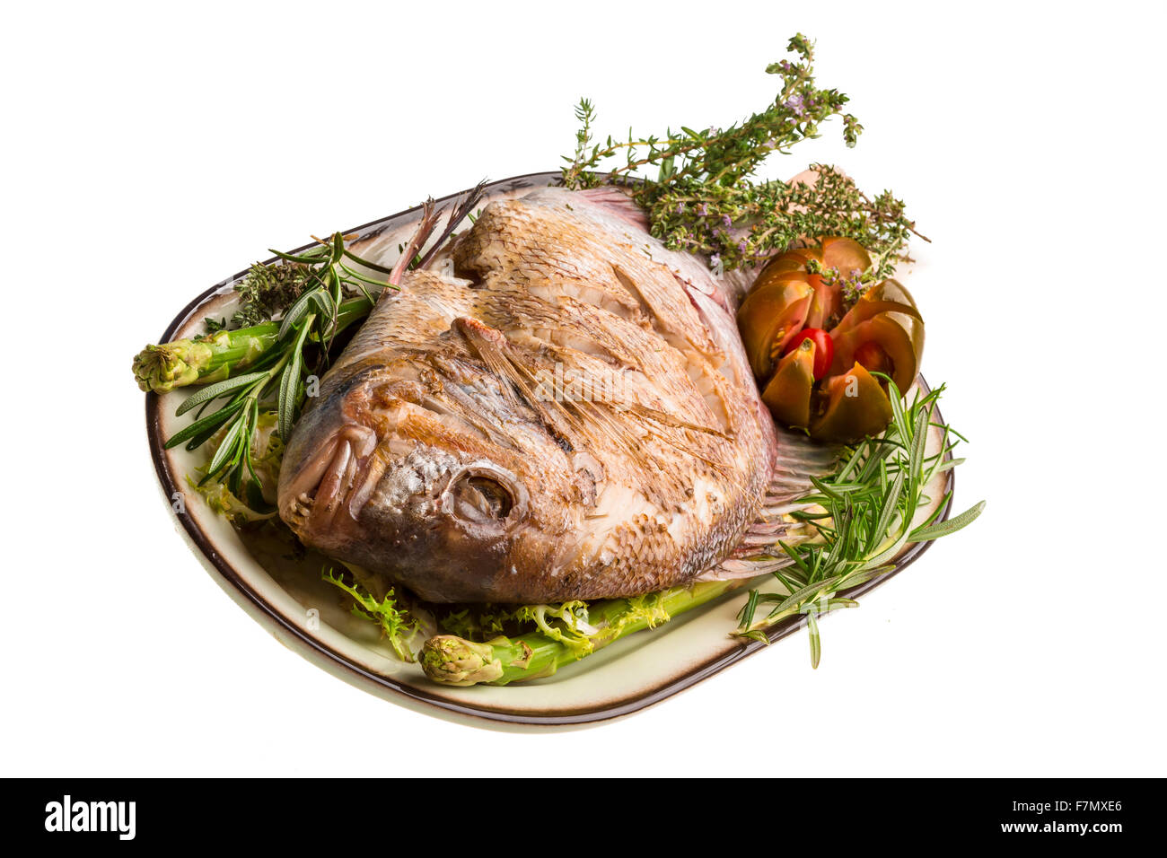 Grilled sea perch Stock Photo