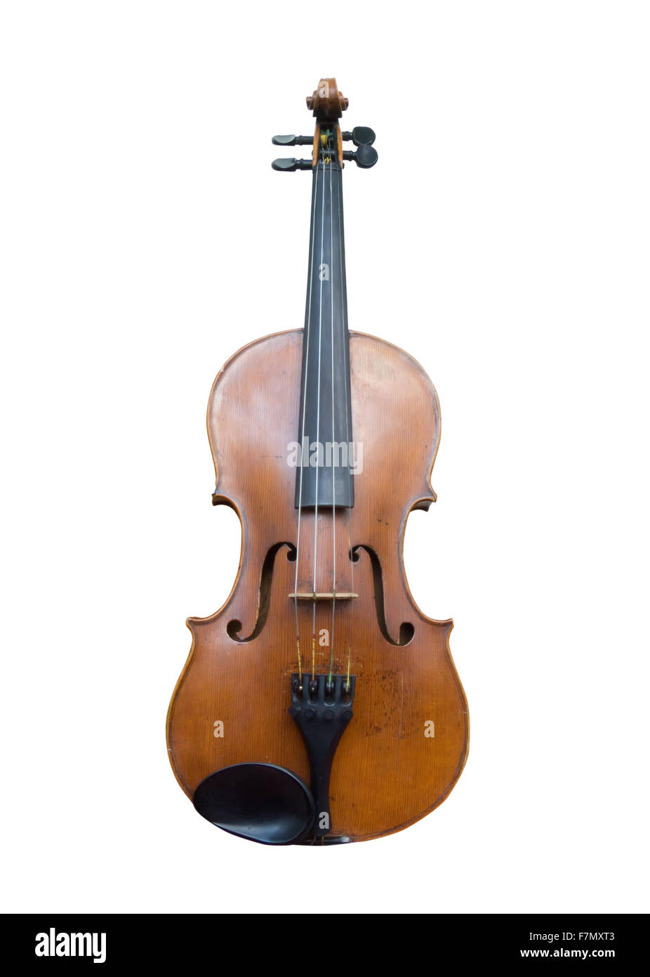 A old violin on white. Isolated with clipping path Stock Photo