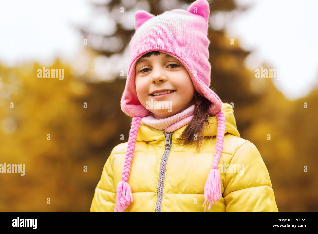 happy beautiful little girl portrait outdoors Stock Photo - Alamy