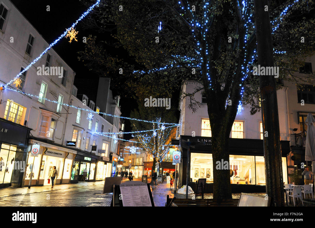 Brighton UK Christmas lights in East Street Brighton Stock Photo Alamy