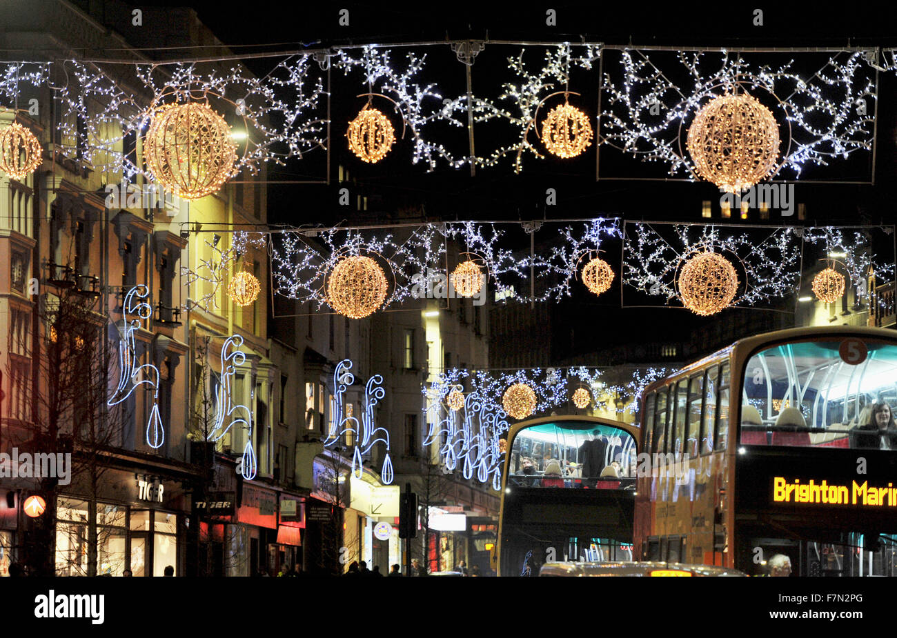 Christmas lights in North Street Brighton UK Stock Photo Alamy
