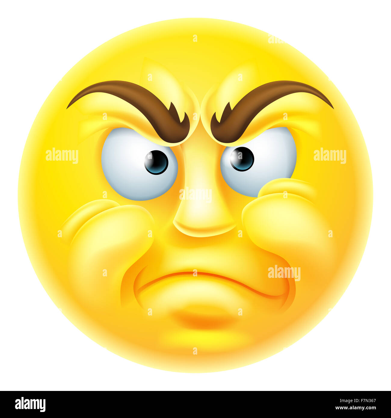 Angry or disapproving looking emoticon emoji character Stock Photo