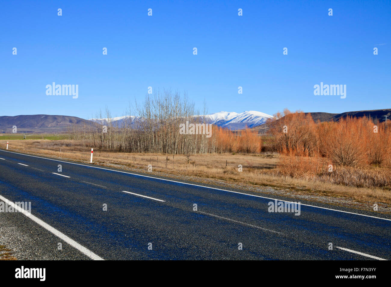 South Island road trip photo. Central Otago and Canterbury, New Zealand Stock Photo