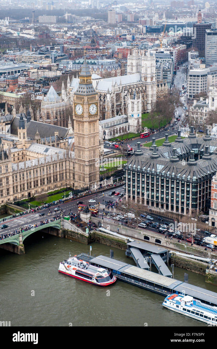 London view from high above River Thames Stock Photo