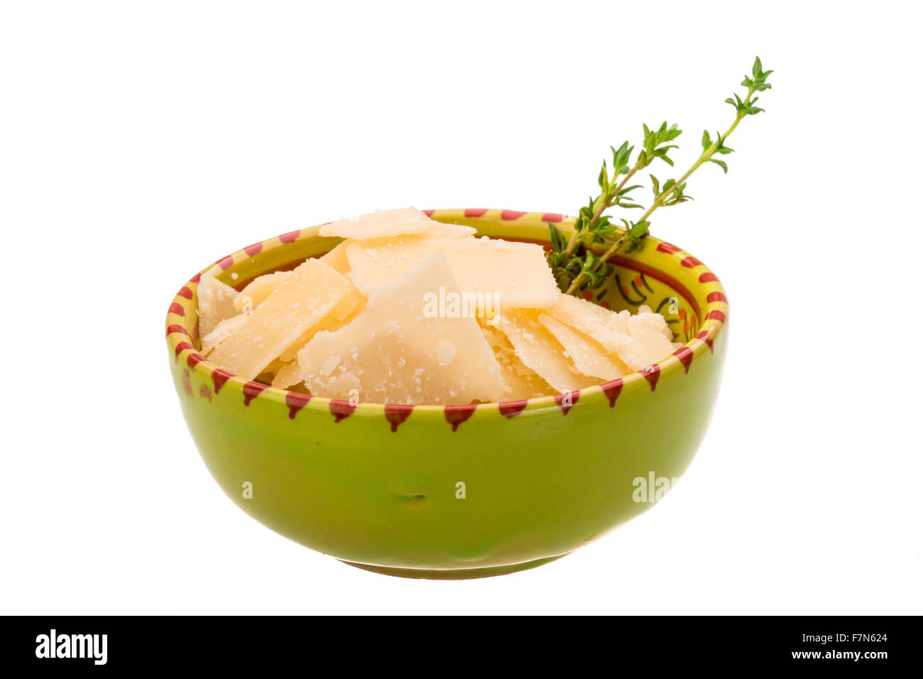 Parmesan cheese isolated white with thyme Stock Photo Alamy