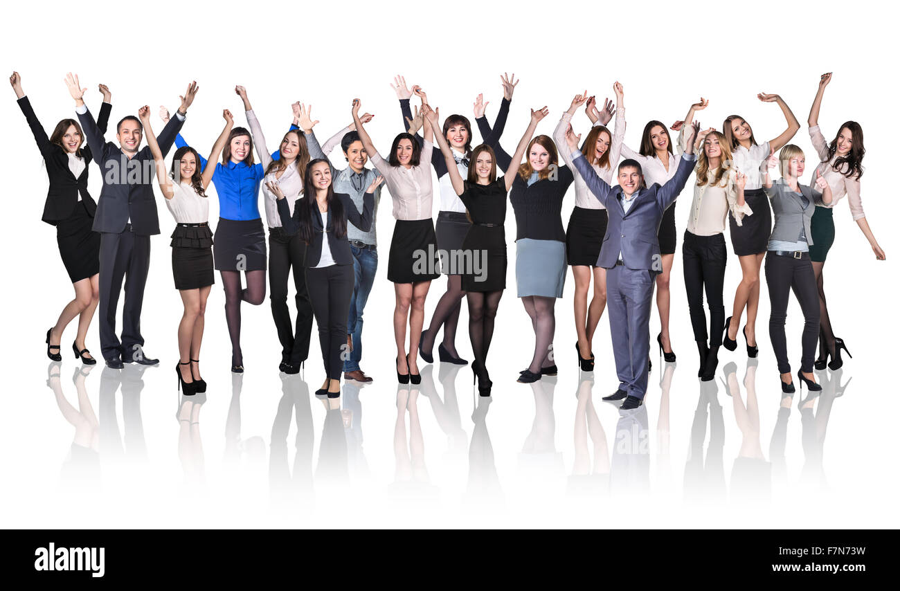 Business prople whith hands up Stock Photo
