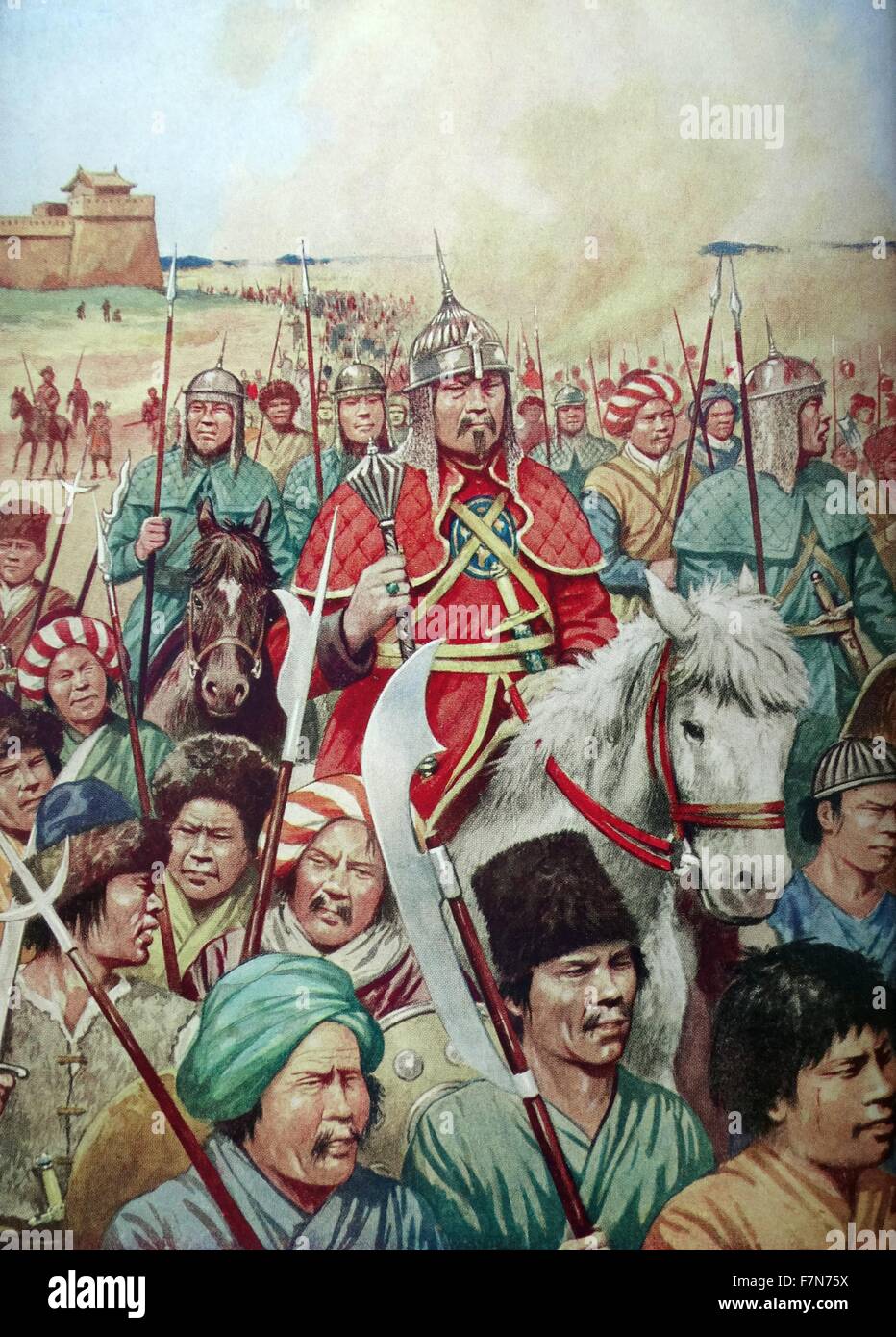 Genghis Khan, born Temüjin, was the founder and Great Khan of the Mongol Empire Stock Photo