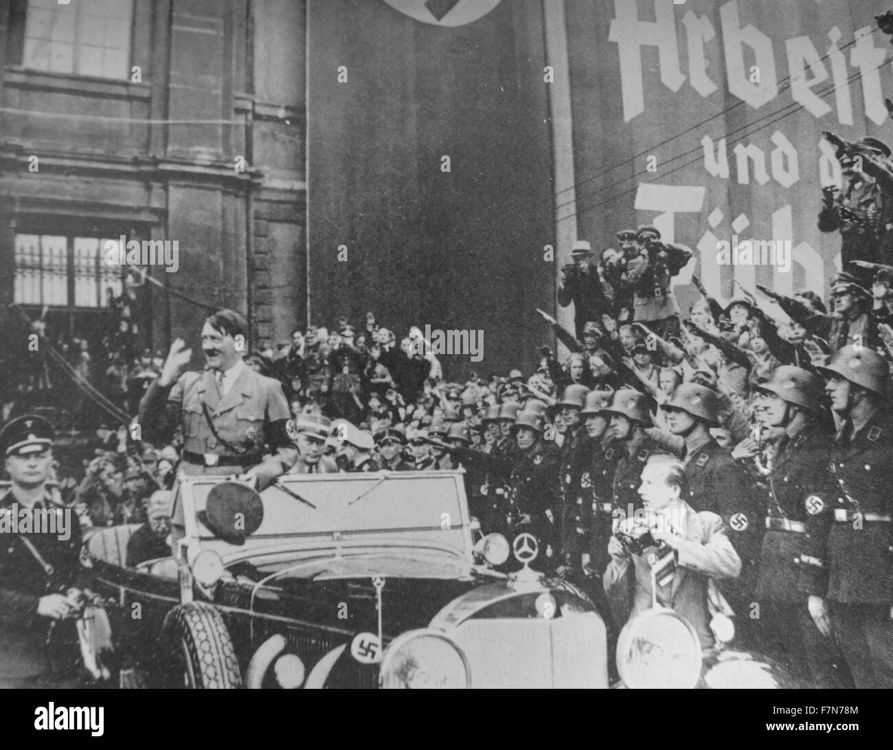 After his election as Chancellor, Adolf Hitler's popularity was evident at this May Day rally. Stock Photo