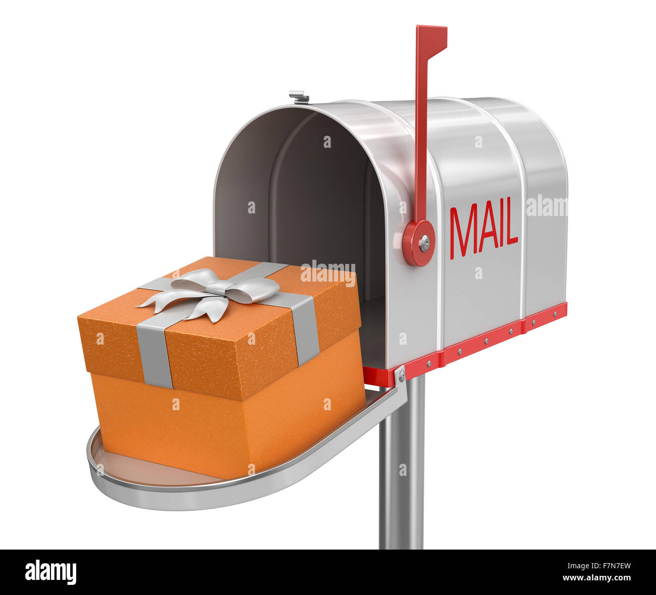Open mailbox with gift. Image with clipping path Stock Photo Alamy