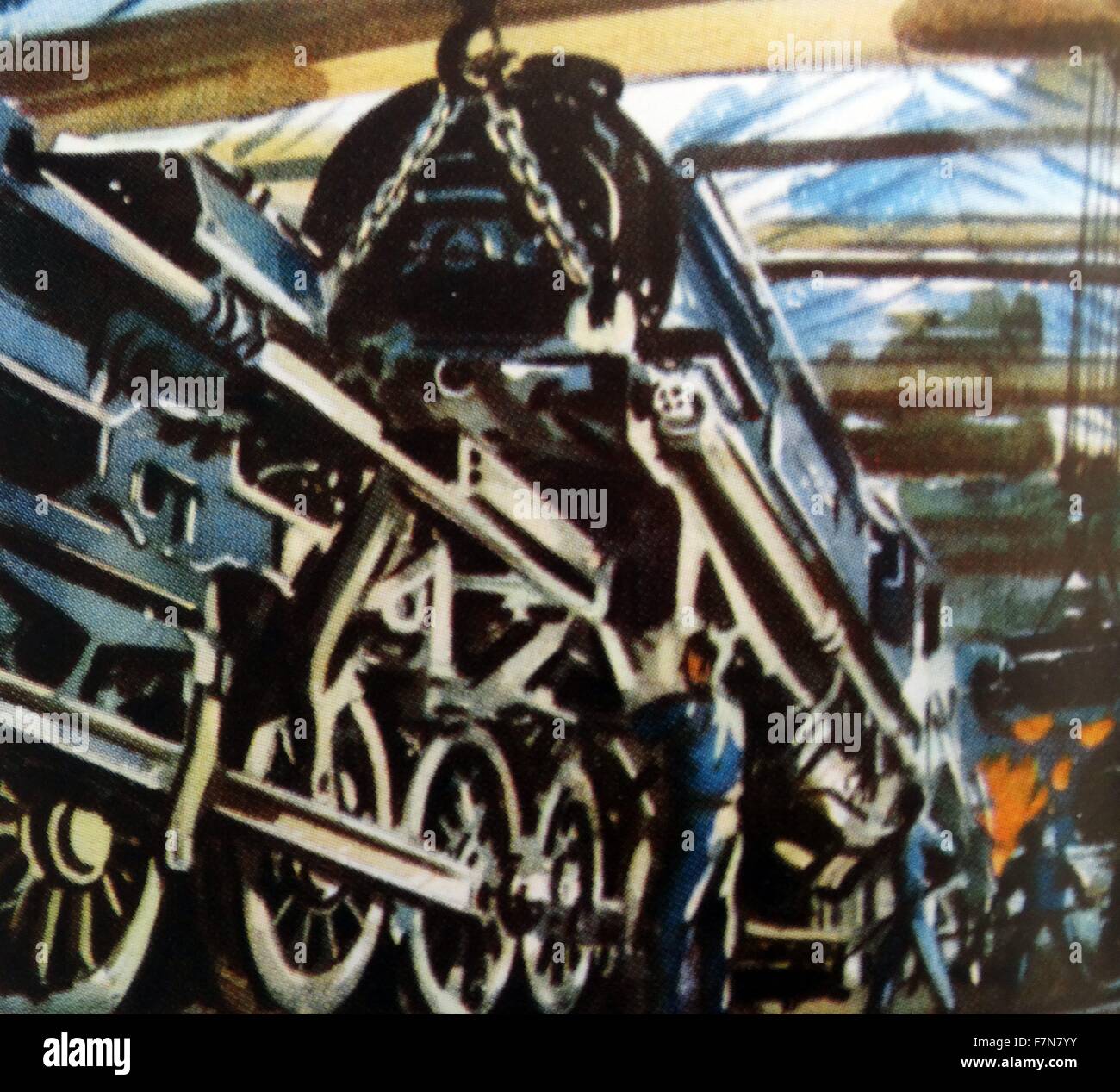 steam railway engine being built, England 1948 Stock Photo Alamy