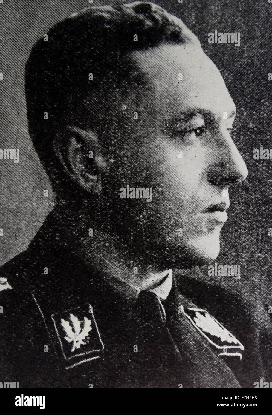 Photograph of Albert Forster (1902-1952) a Nazi German politician and served as the Gauleiter of Danzig-West Prussia during the Second World War. Forster was hanged for his crimes after Germany was defeated. Dated 1940 Stock Photo