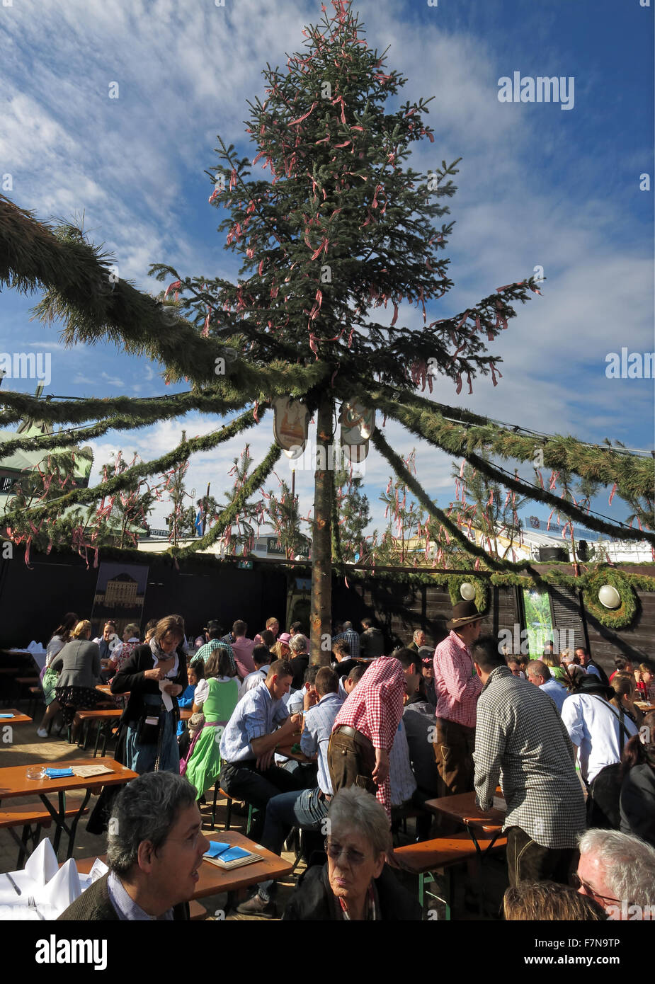 Garden Scenes at Munich Oktoberfest Beer Festival Stock Photo