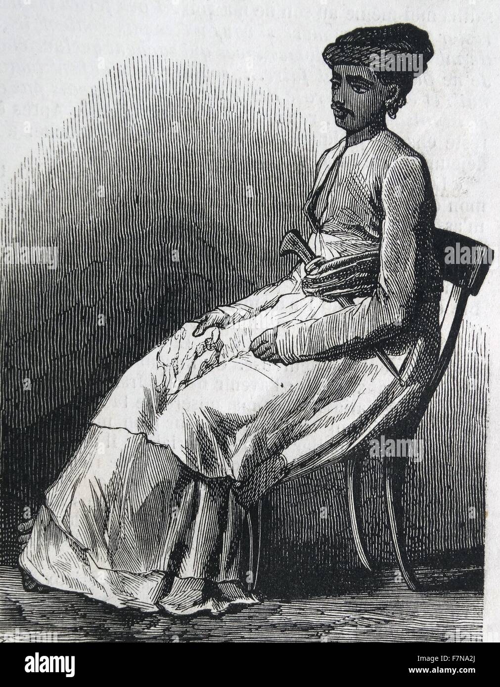 Engraving of a female Indian landowner. Dated 1877 Stock Photo