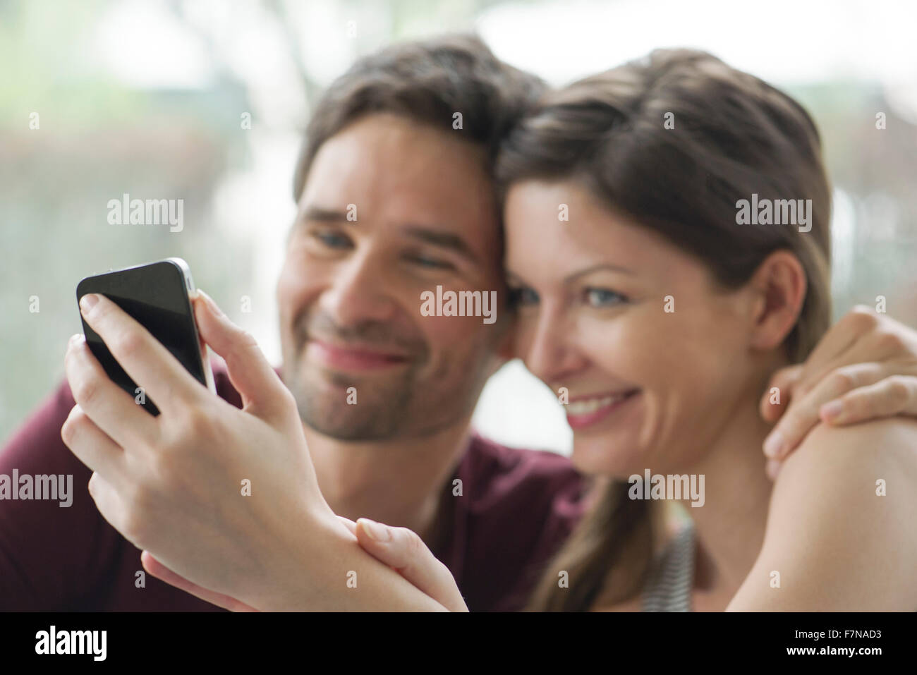 Couple taking selfie with smartphone Stock Photo