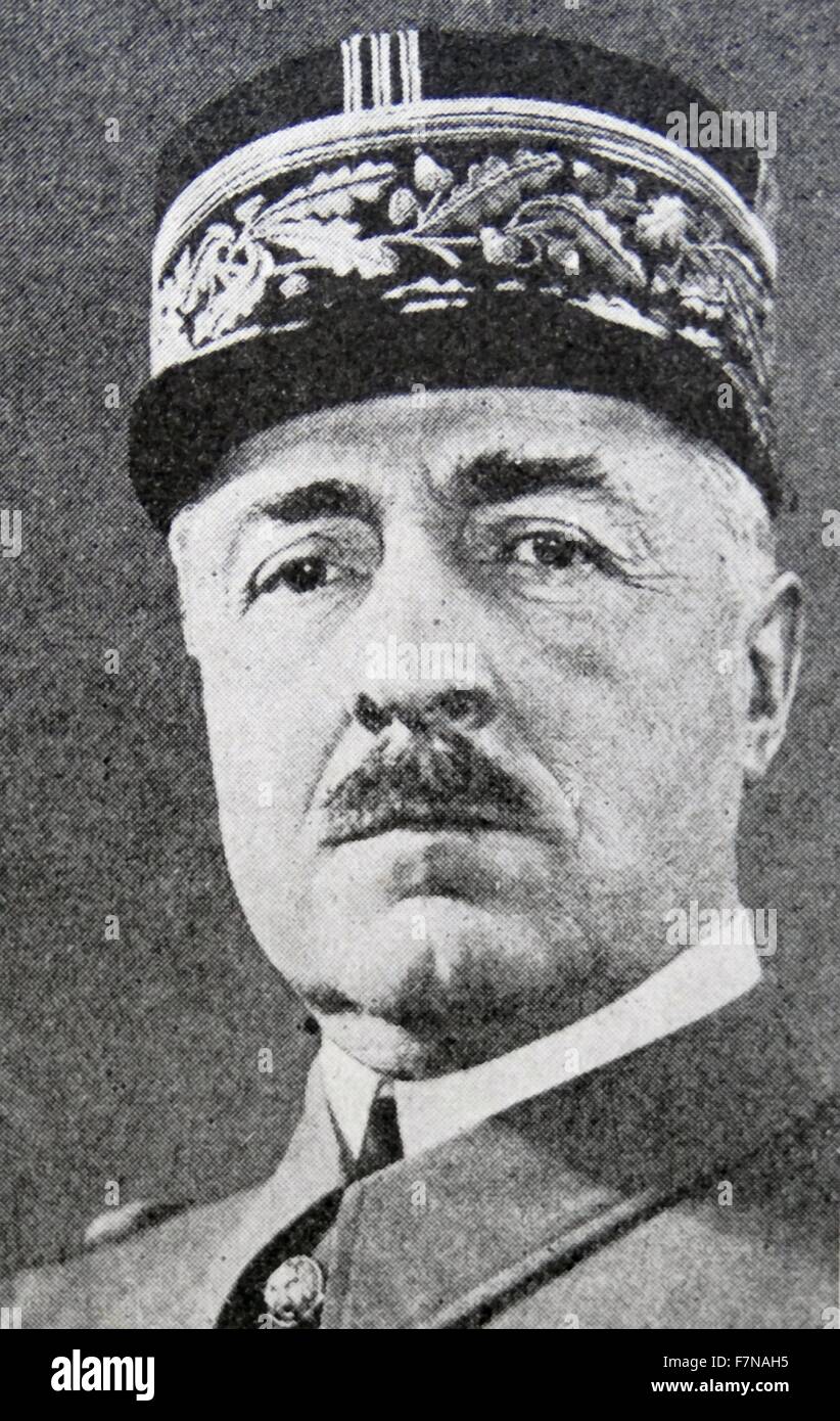 Photograph of General Gaston Billotte (1875-1940) French military officer, remembered chiefly for his central role in the failure of the French Army to defeat the German invasion of France. Dated 1940 Stock Photo