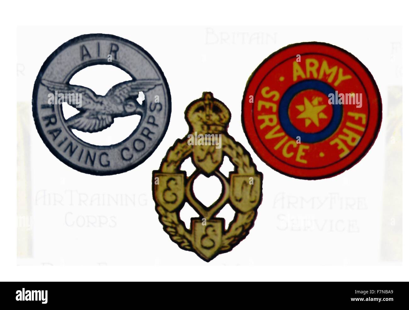 New badges of the British and Allied Services. Dated 1940 Stock Photo