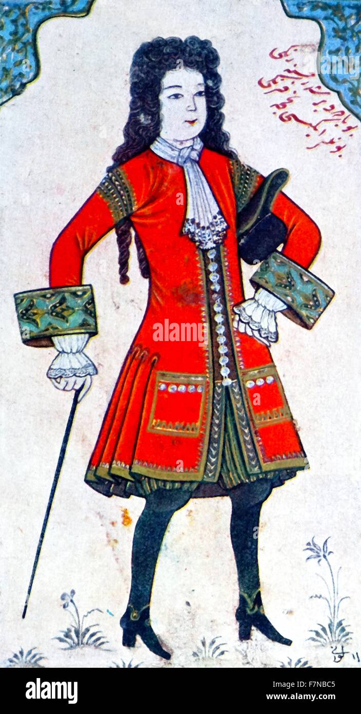 'Young German' by Abdulcelil Levni or Abdulcelil Çelebi (died 1732) an Ottoman court painter Stock Photo