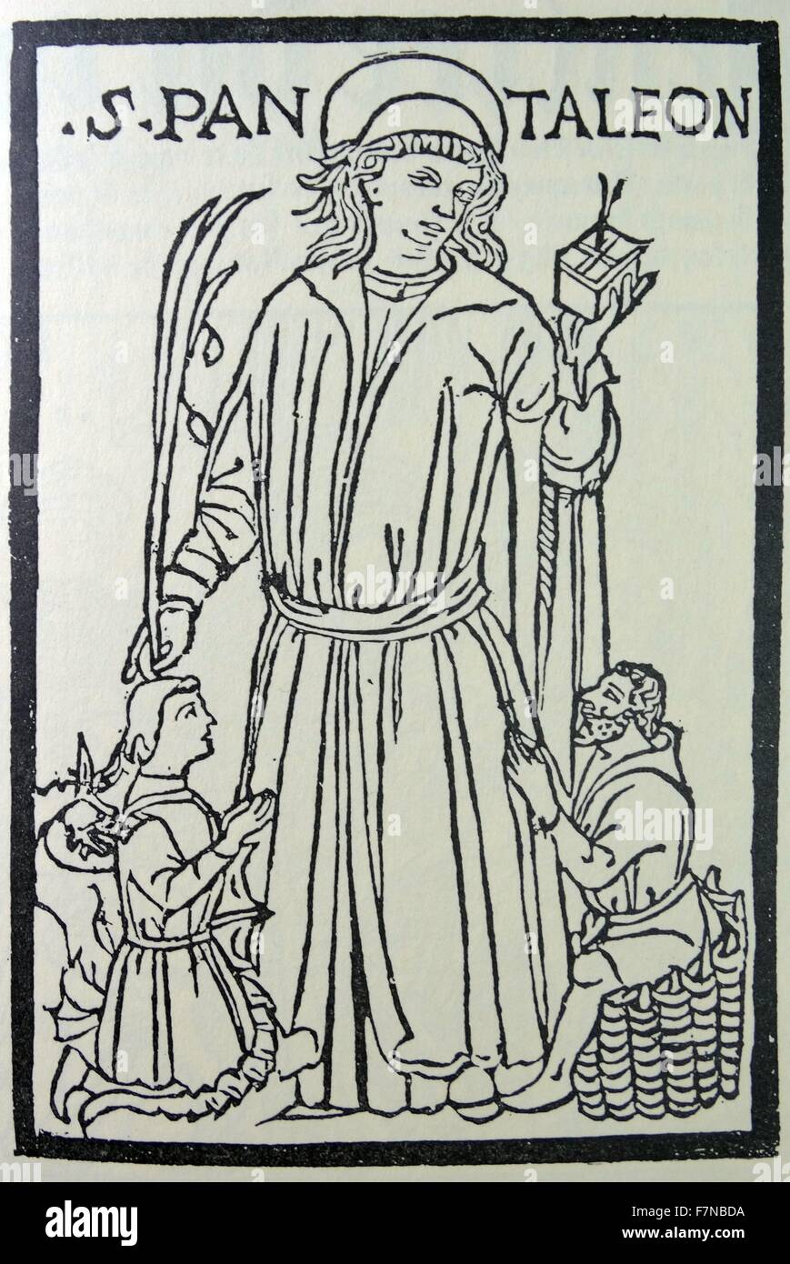 Saint Pantaleonis, d. 305, woodcut 1493 Stock Photo