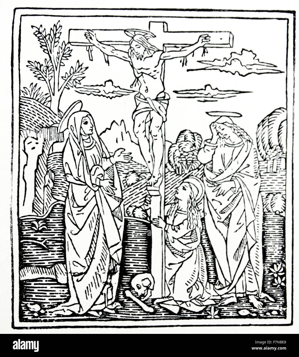 Savanarola:  Operetta Molto Divota,  Firenze, 1508 woodcut of the crucixion Stock Photo