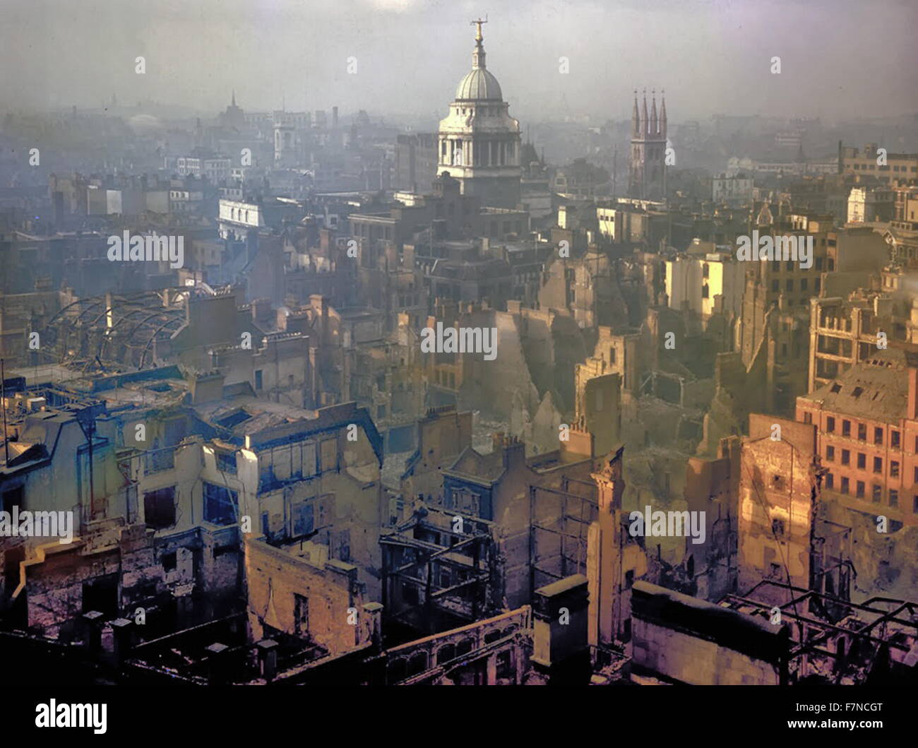 London after a German Luftwaffe air raid, during the Blitz of World war two 1940 Stock Photo