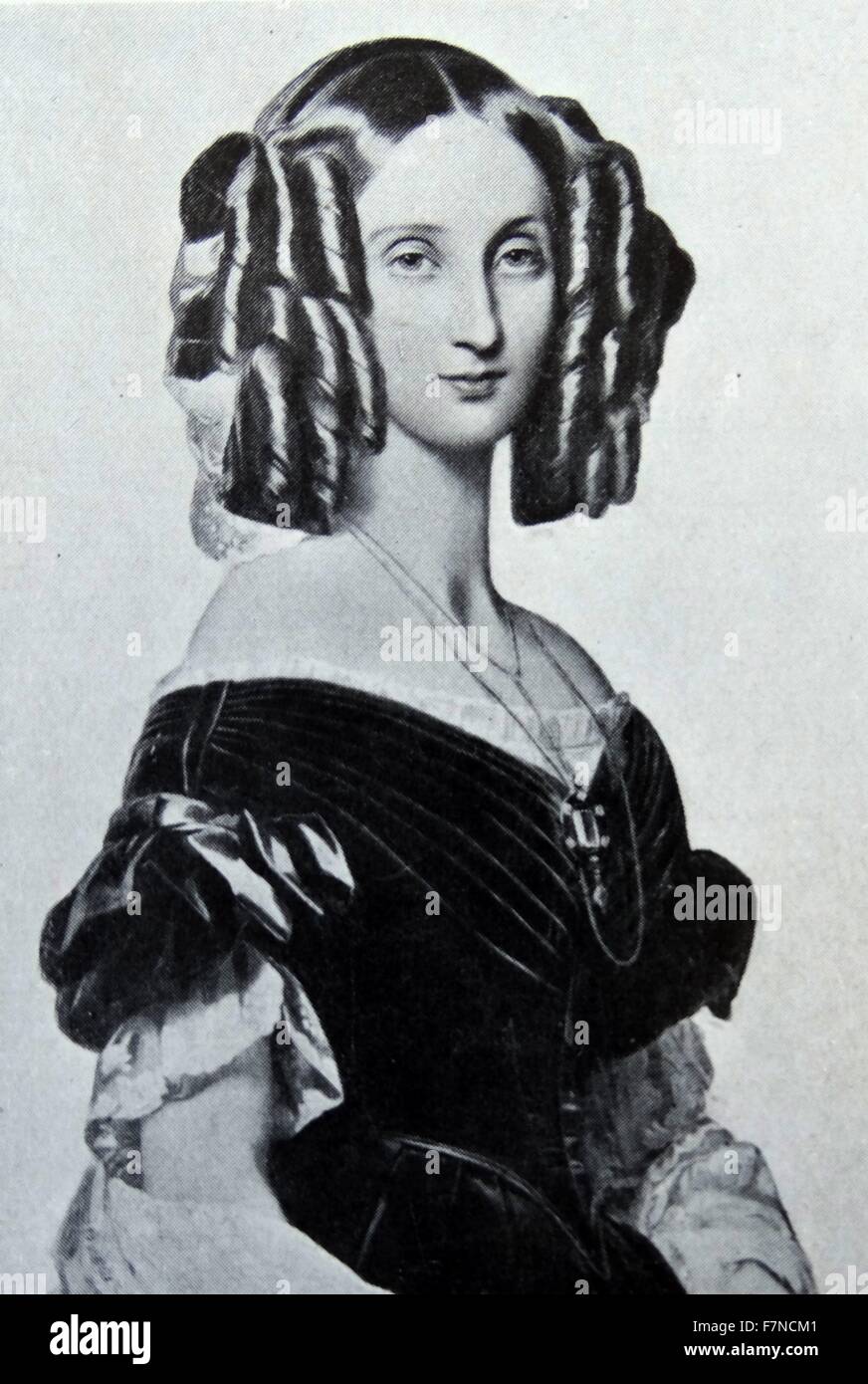 Queen Louise, (1812-1850) wife of King Leopold I of Belgium, before her marriage was the Princess Louise of Orleans, a daughter of Louis Philippe, King of the French.   They had three sons and one daughter. Stock Photo