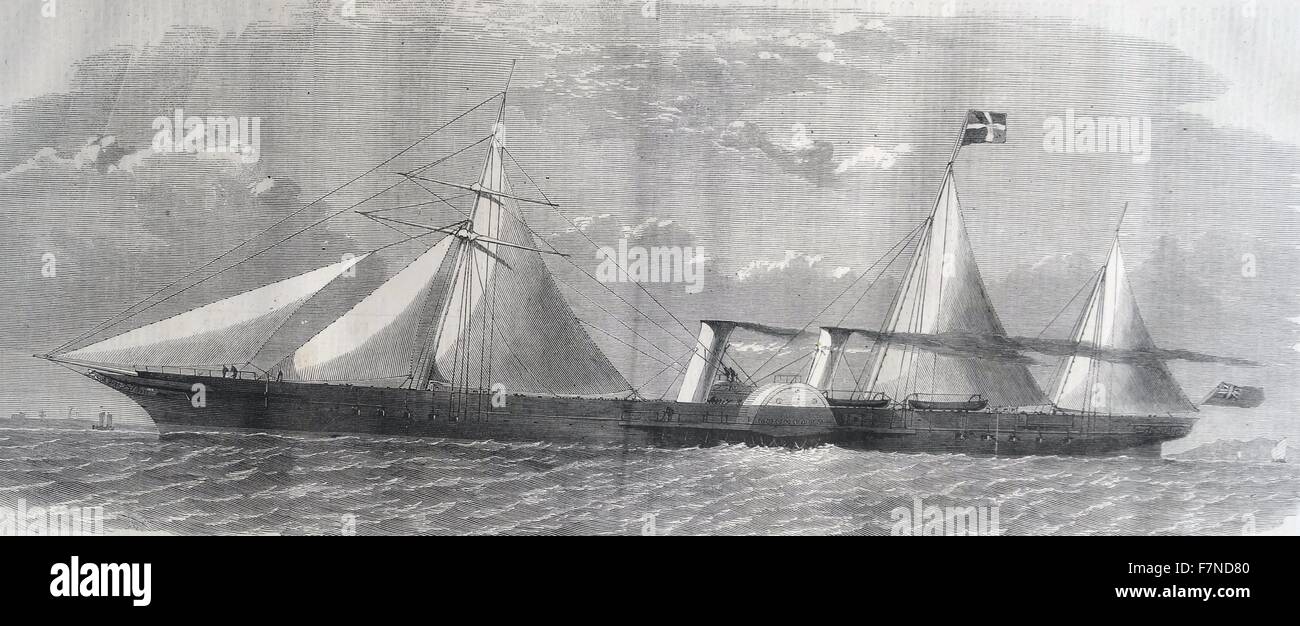 The new clipper steam-ship "Ly-EE-Moon", built for the opium trade. Stock Photo