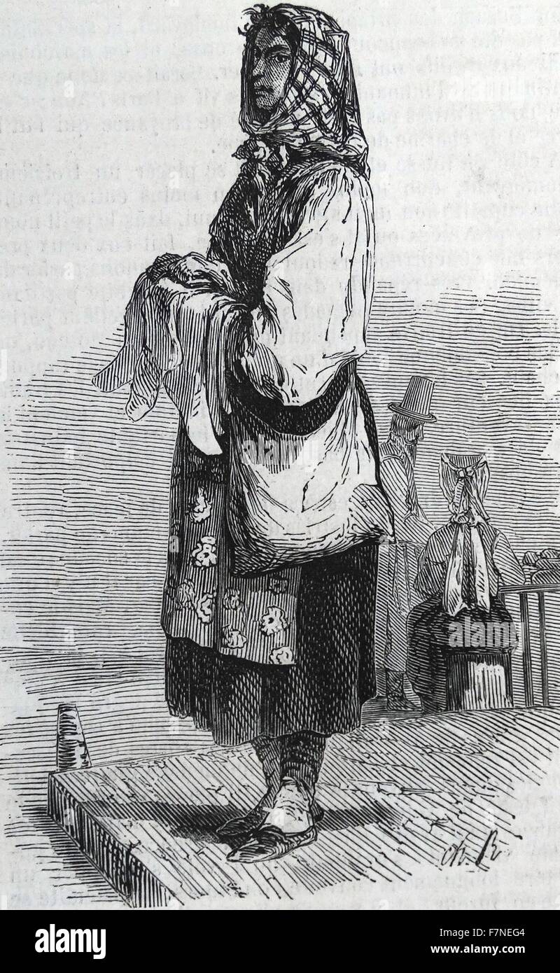 Street seller, Moscow Russia 1860 Stock Photo