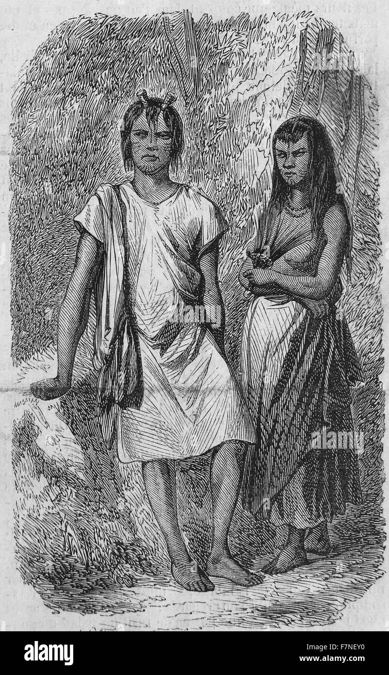 Payagas Indians, south america 1860 Stock Photo