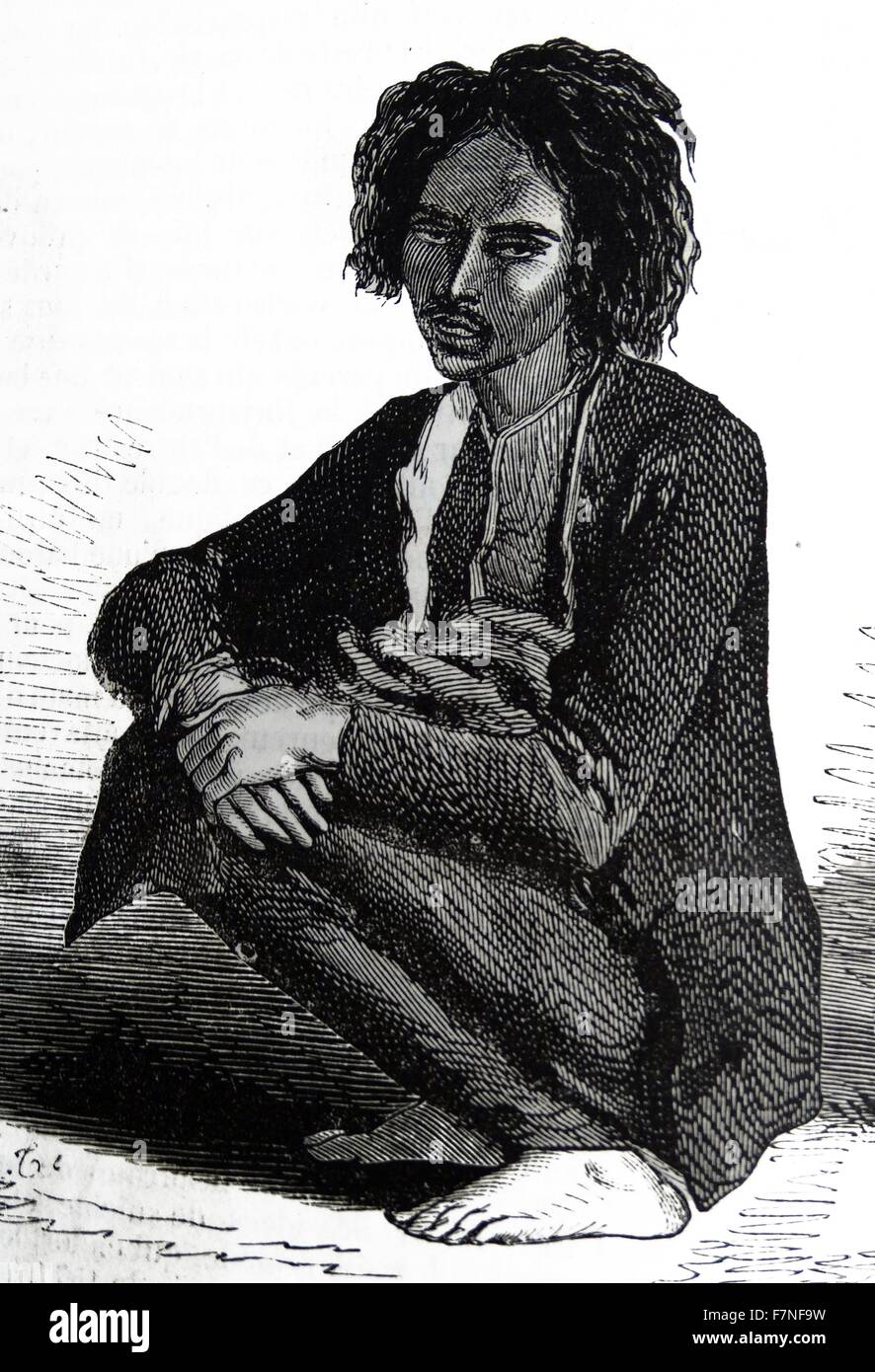 Massaltchi, the torch bearer; India 1860 Stock Photo