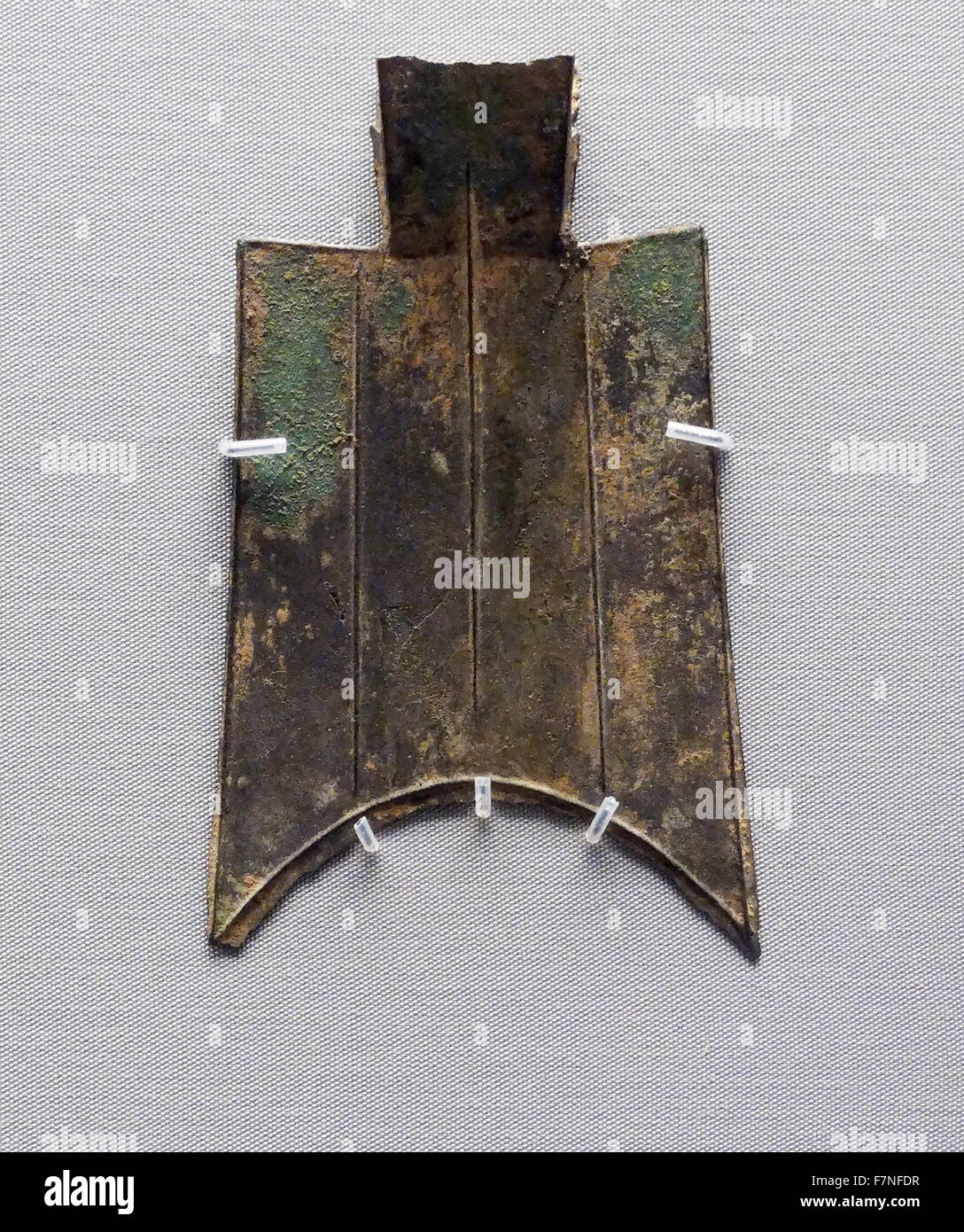 During the Warring States period (475-221 BC), the various states used different forms of spade money. The earliest money In China was shaped like tools, including spades and knives. Stock Photo