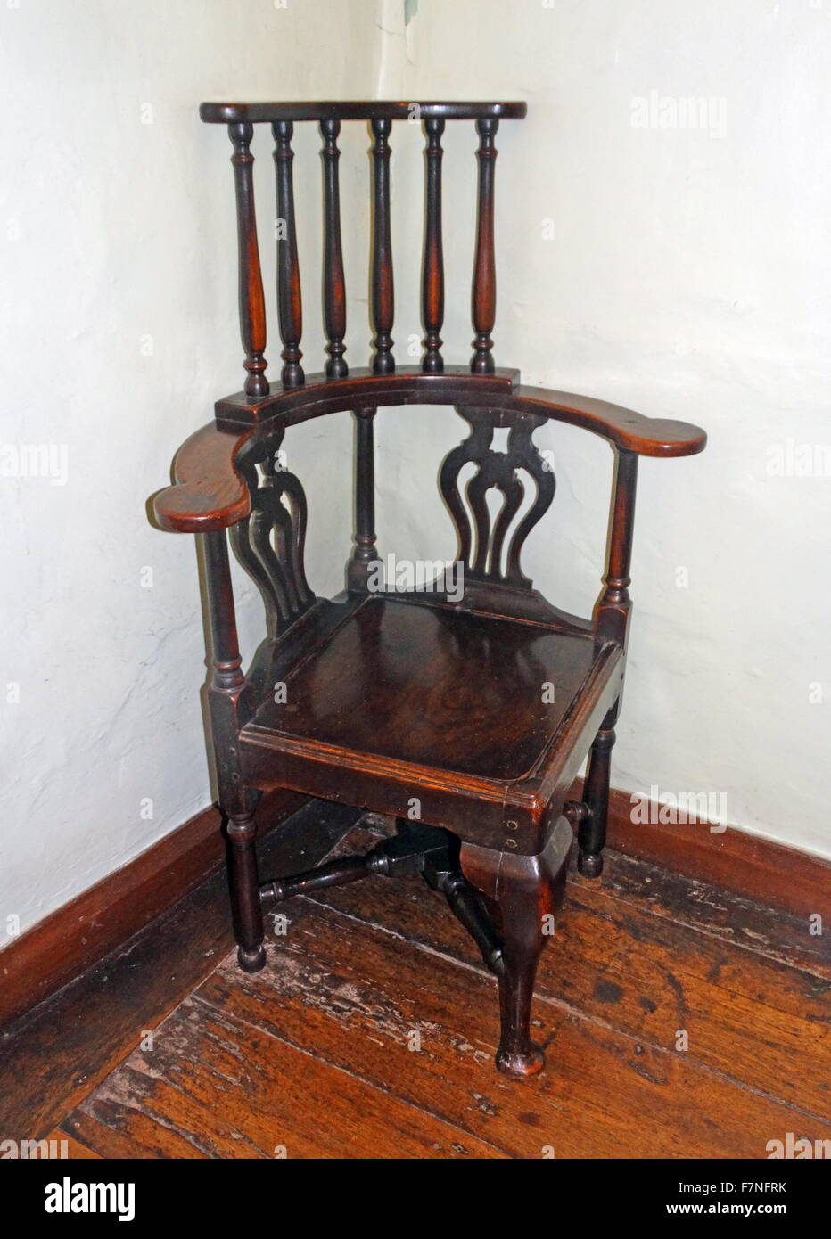 Jacobean child's wooden corner chair. 17th century English Stock Photo