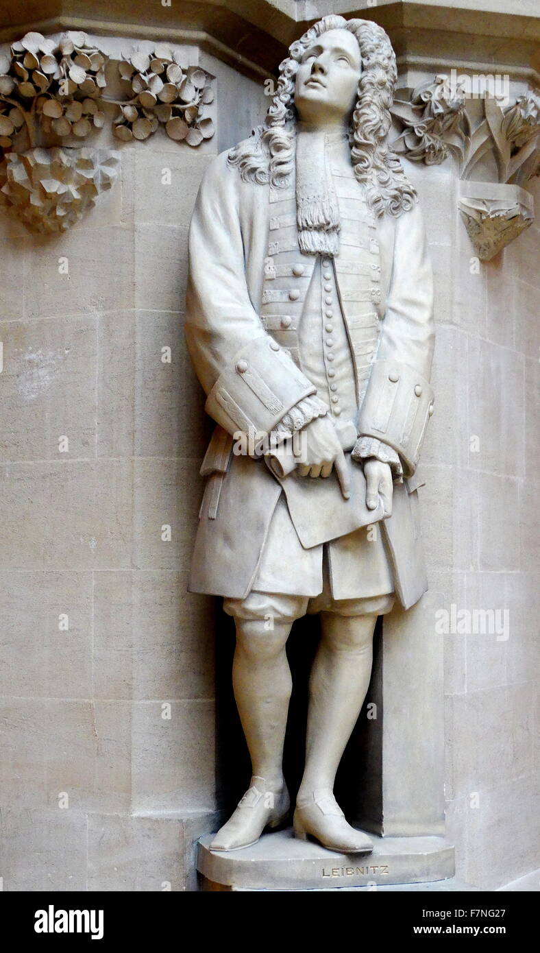 Statue of Gottfried Wilhelm Leibniz (1646-1716) German polymath and philosopher. Dated 2009 Stock Photo