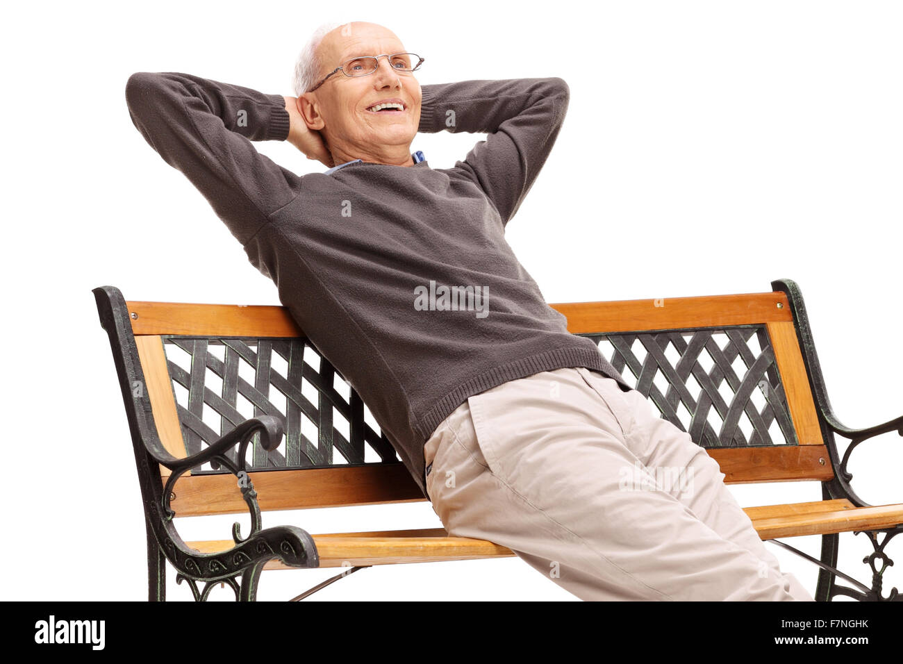 Elderly sitting bench thinking hi-res stock photography and images - Alamy