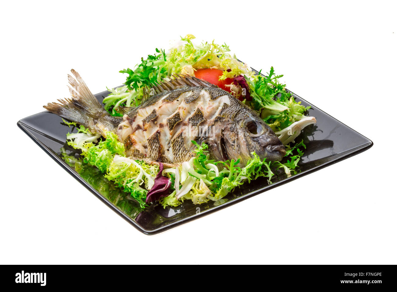 Grilled Tilapia with salad Stock Photo Alamy