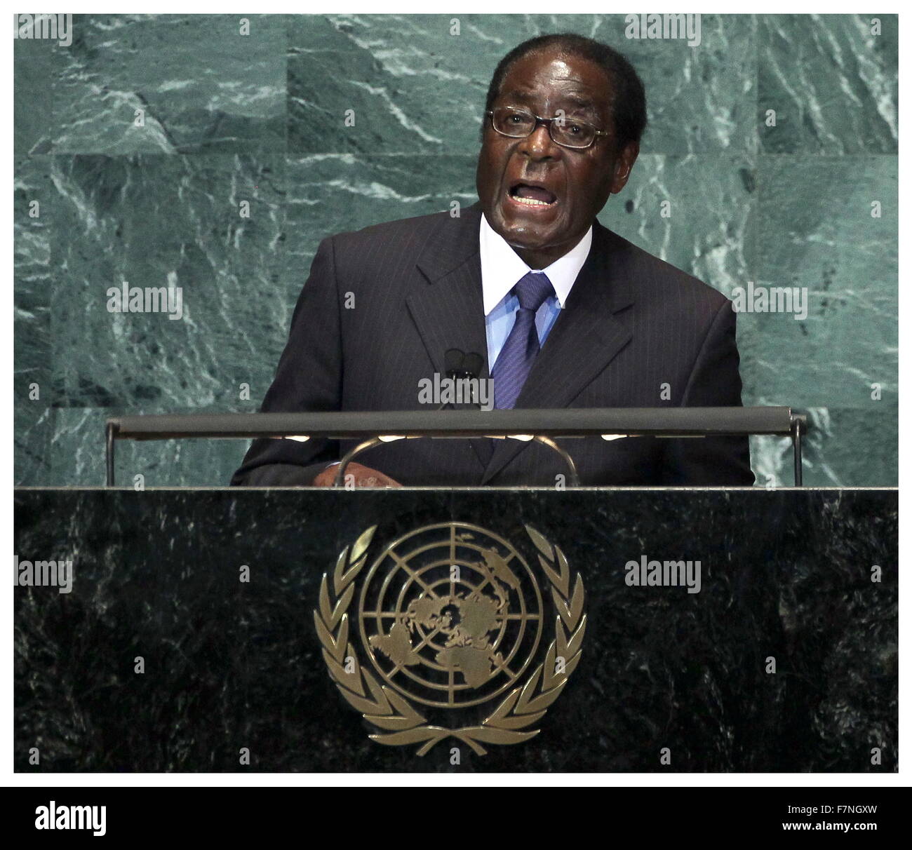 Photograph of President Robert Gabriel Mugabe of Zimbabwe (1924-) Leader of the Zimbabwe African National Union-Patriotic Front. Dated 2014 Stock Photo