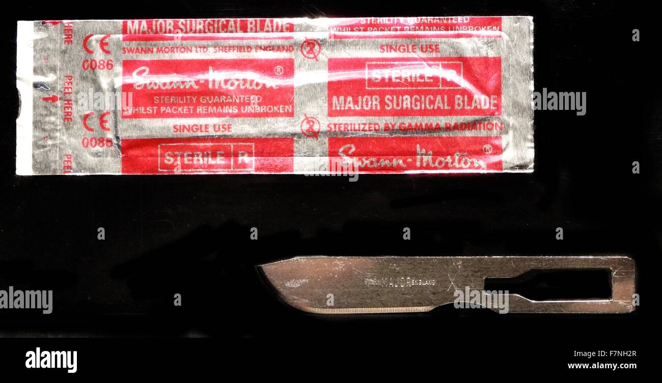 Surgical scalpel used to make the initial incision into a patient