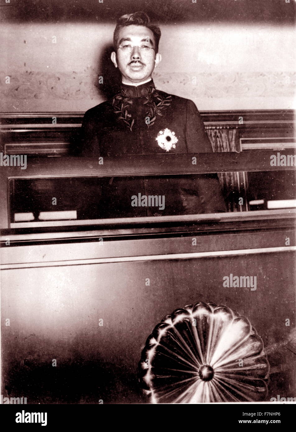 Photograph of Emperor Hirohito of Japan by Hebert P. Bix and David McNeill. Dated 1935 Stock Photo