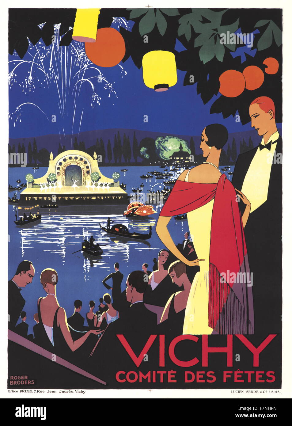Giclee pint titled 'Vichy Comite des Fetes' by Roger Broders (1883-1953) French illustrator and artist. Dated 1926 Stock Photo