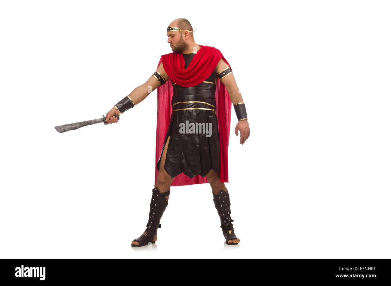 Gladiator holding sword isolated on white Stock Photo - Alamy