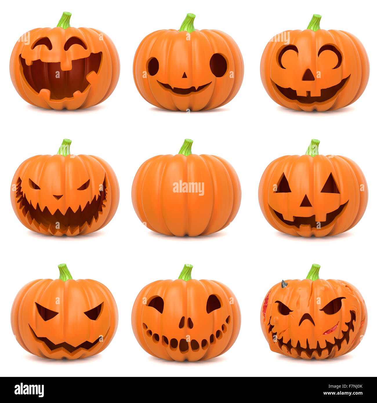 Funny Halloween pumpkins Stock Photo