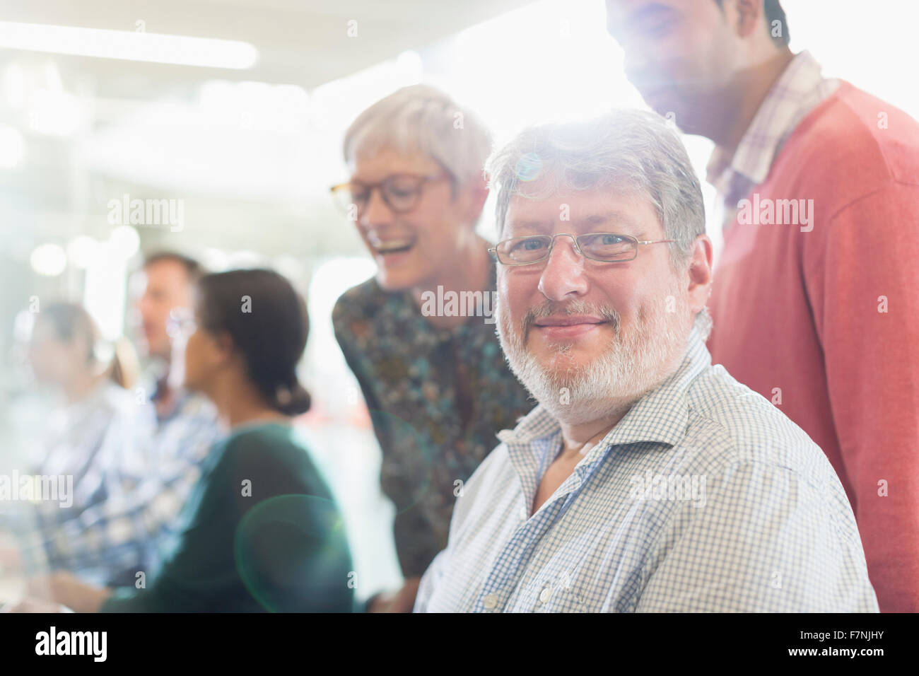 Portrait confident businessman in meeting Stock Photo