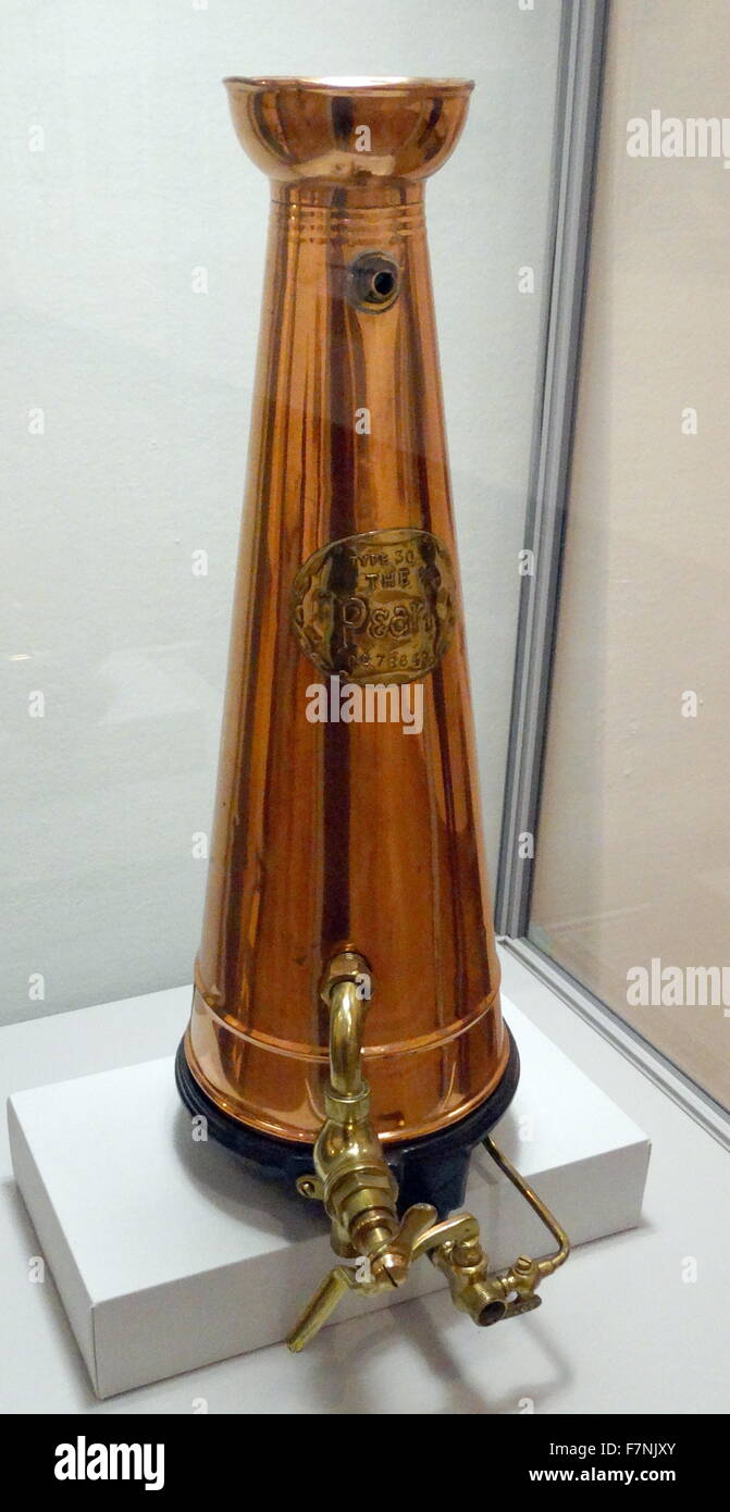 Portable copper gas water heater. Dated 1937 Stock Photo - Alamy