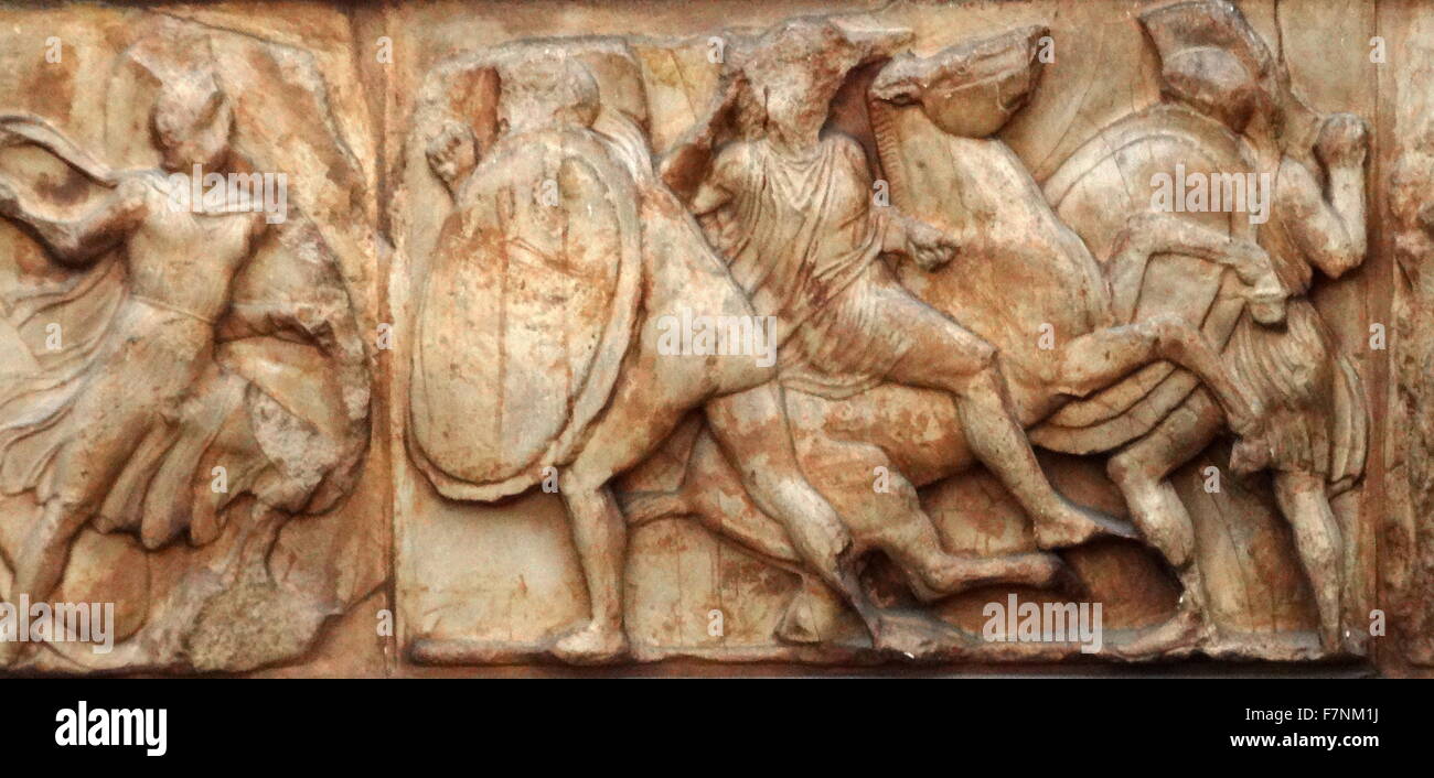 Frieze of the Mausoleum. Dated 350 BC Stock Photo - Alamy