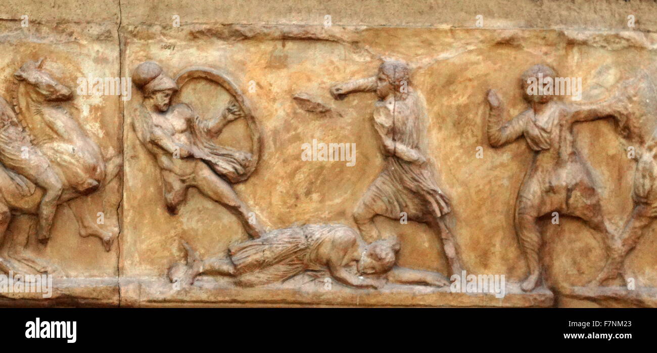 Frieze of the Mausoleum. Dated 350 BC Stock Photo - Alamy