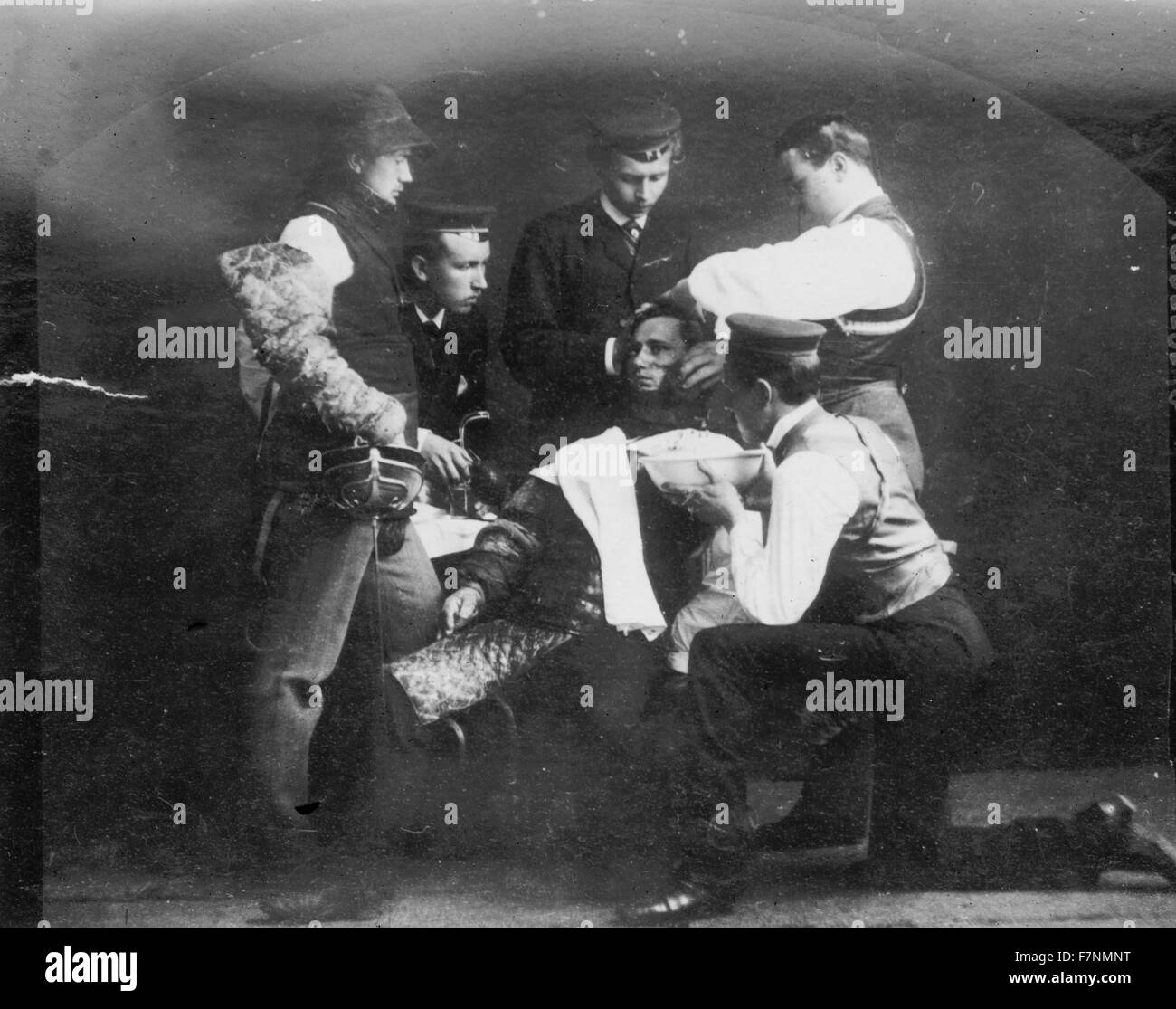 Wounded duellist, Heidelberg, Germany 1890 Stock Photo