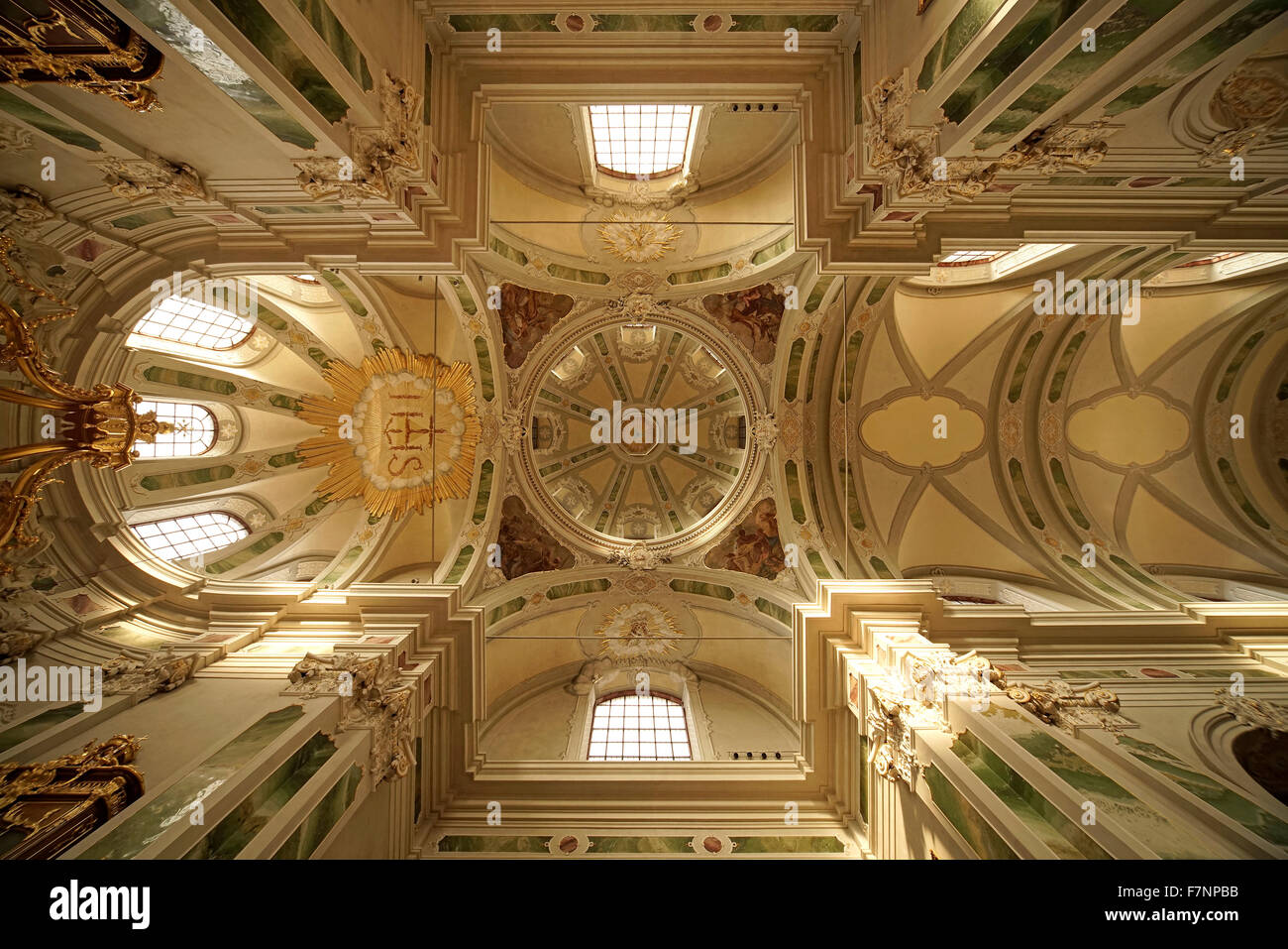 Germany, Mannheim, view to ceiling of Jesuit Church St. Ignatius and ...