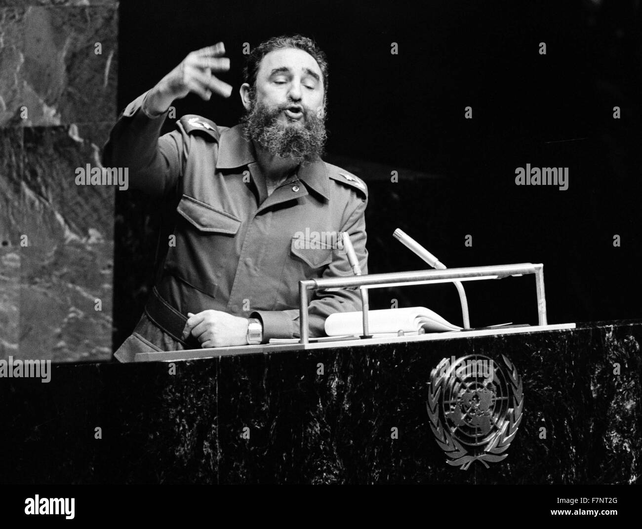 Photograph of Fidel Castro (1926-) Cuban politician and revolutionary who served as Prime Minister of the Republic of Cuba from 1959 to 1976 and then President from 1976 to 2008. Dated 1960 Stock Photo